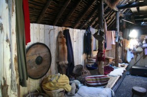 Inside the sod hut.